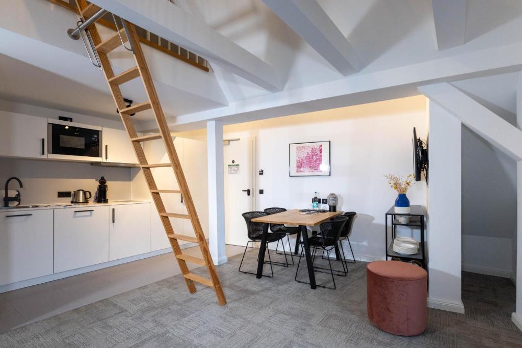 Kuchyň nebo kuchyňský kout v ubytování Wertschätzer Hotel - Krumme Str