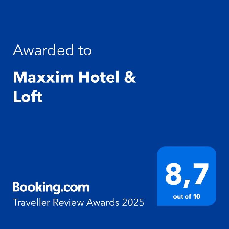 Certifikát, hodnocení, plakát nebo jiný dokument vystavený v ubytování Maxxim Hotel & Loft