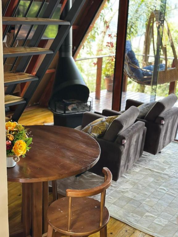 Posezení v ubytování Mirante Cabanas da Serra
