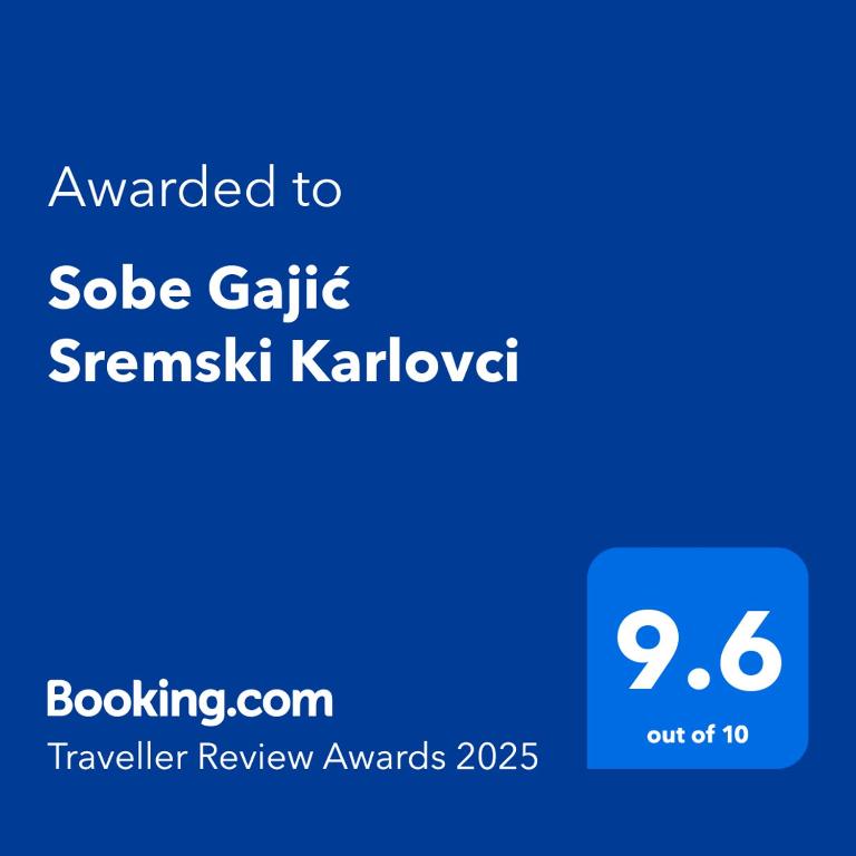 Certifikát, hodnocení, plakát nebo jiný dokument vystavený v ubytování Sobe Gajić Sremski Karlovci