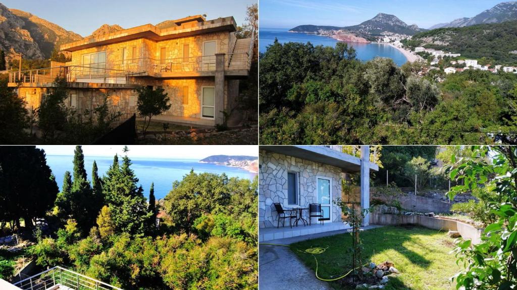 un collage de photos avec une maison et un lac dans l'établissement Villa Lavanda, à Sutomore