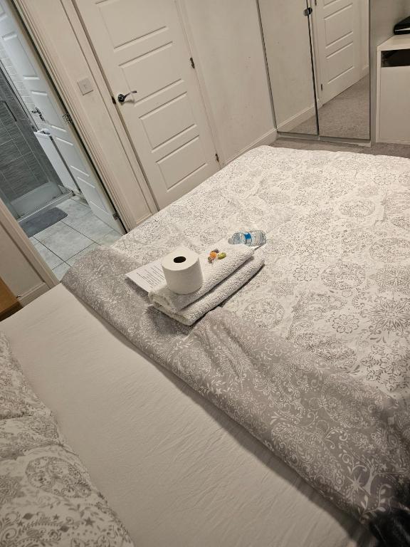 Postel nebo postele na pokoji v ubytování Ensuite Doubleroom with Private Toilet and Bathroom in central Dartford