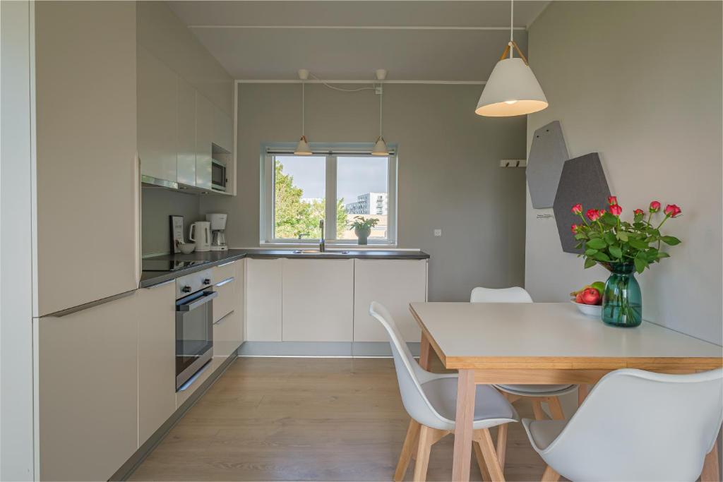 Kuchyň nebo kuchyňský kout v ubytování Aalborg Hotel Apartments