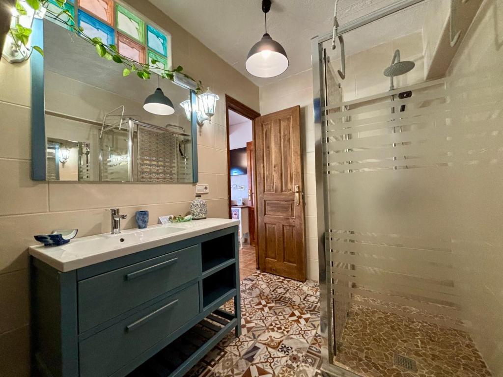 a bathroom with a sink and a shower at Hotel Altea Paradise 1917 - Adults Only in Altea