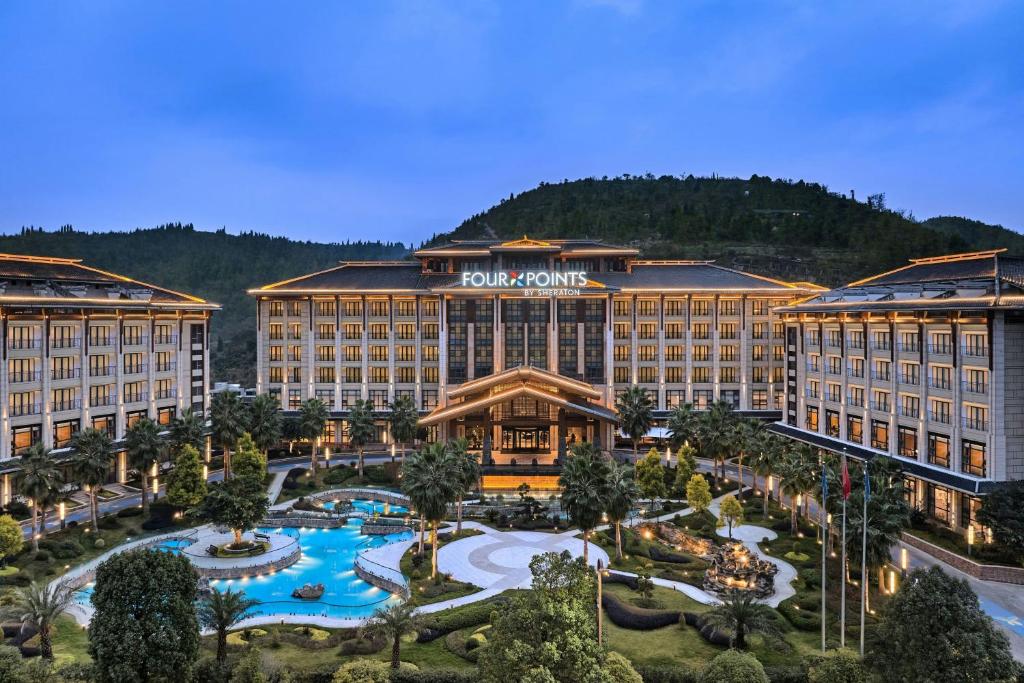 an aerial view of the palawan resort and casino at Four Points by Sheraton Anshun, Huangguoshu in Anshun