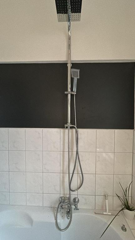 eine Dusche im Bad mit Badewanne in der Unterkunft Lindas Diekblick, 2 Schlafzimmer, EG mit Terrasse in Elsfleth