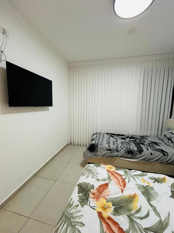TV a/nebo společenská místnost v ubytování הפנינה השחורה