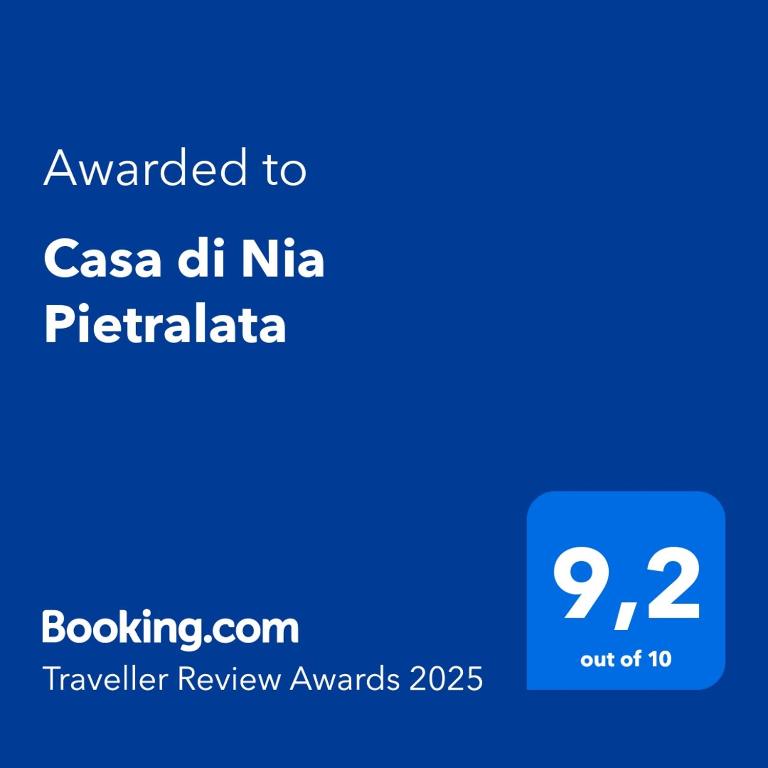 a screenshot of a cell phone with the text awarded to casa dh ni ni at Casa di Nia Pietralata in Rome