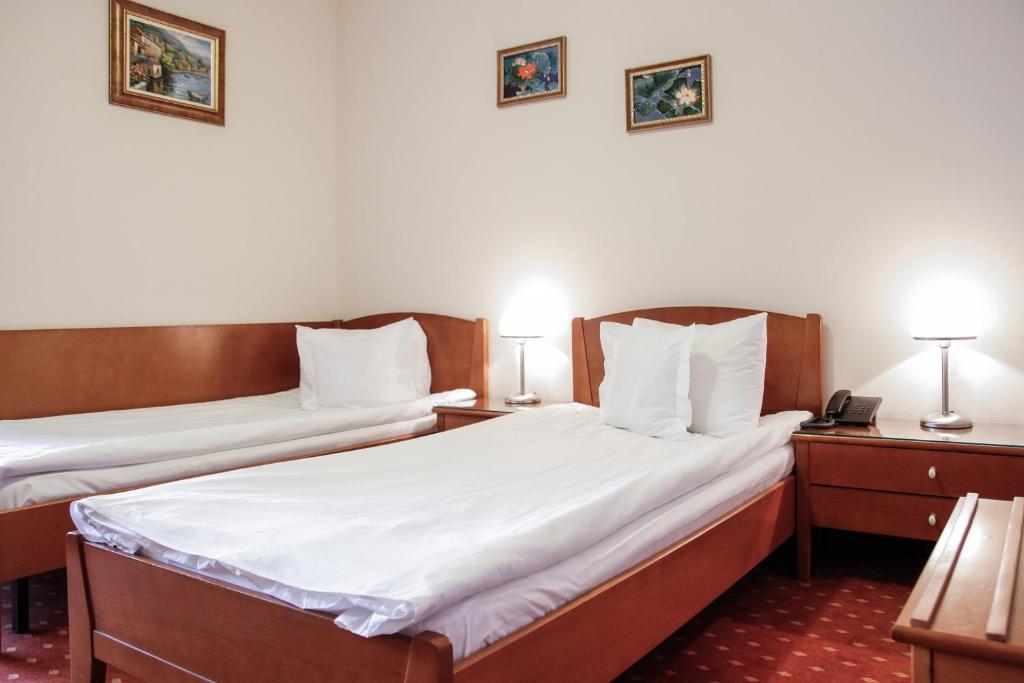 Postel nebo postele na pokoji v ubytování Hotel Hermes