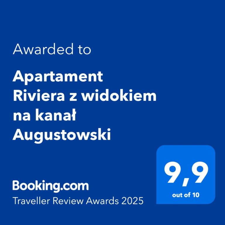 Certifikát, ocenenie alebo iný dokument vystavený v ubytovaní Apartament Riviera z widokiem na kanał Augustowski