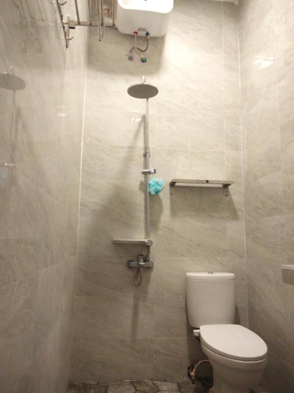 un piccolo bagno con wc e doccia di Homestay Omah a Tabanan