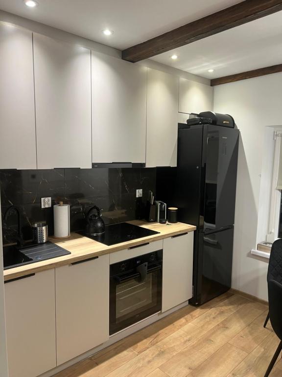 Kuchyň nebo kuchyňský kout v ubytování Apartament Gołębiewscy