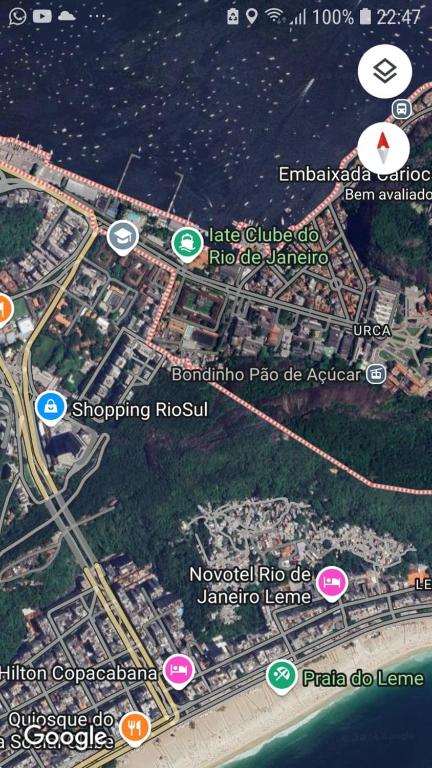 a map of a city with a bunch of signs at Studio na Urca in Rio de Janeiro
