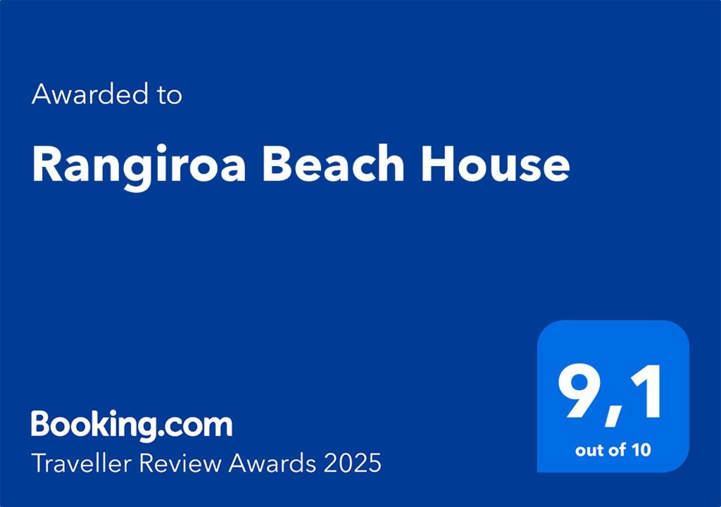 Certifikát, hodnocení, plakát nebo jiný dokument vystavený v ubytování Rangiroa Beach House