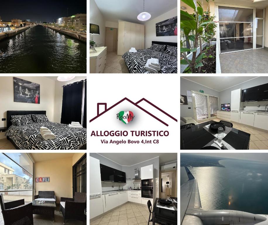 un collage de fotos de una habitación de hotel en Alloggio Angelo Bovo 4, en Fiumicino