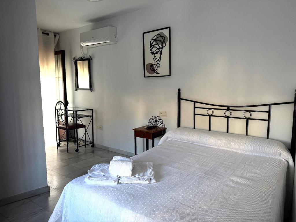 Postel nebo postele na pokoji v ubytování Hostal Almanzor
