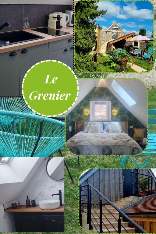 un collage de photos avec une photo d'une maison dans l'établissement Le Grenier, à Goussainville