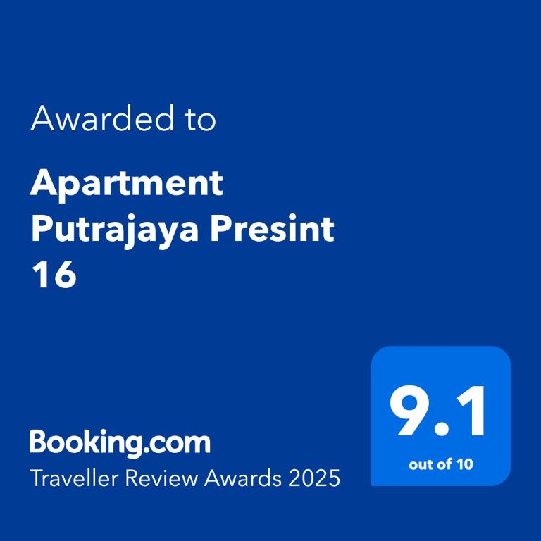 Certifikát, hodnocení, plakát nebo jiný dokument vystavený v ubytování Apartment Putrajaya Presint 16
