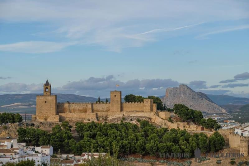 a castle on top of a hill with trees at Apartamento CASA PEPA in Antequera