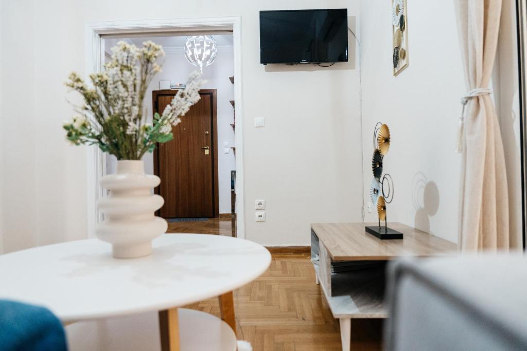 Televízia a/alebo spoločenská miestnosť v ubytovaní luxury apartment center athens (wifi)