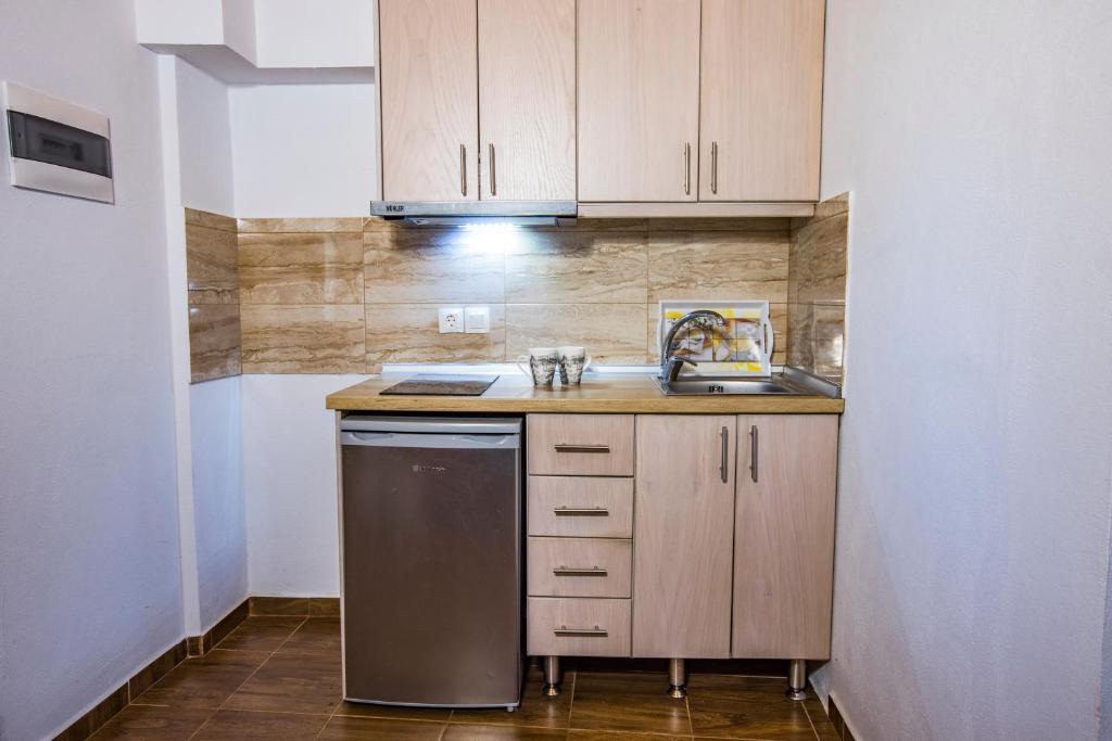 Kuchyň nebo kuchyňský kout v ubytování Alekas Studios