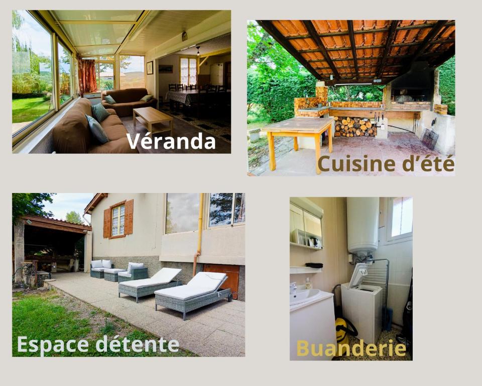 un collage de quatre photos d'une maison dans l'établissement La Villa des souvenirs - farniente - aire de jeux, à Saint-Étienne-les-Orgues
