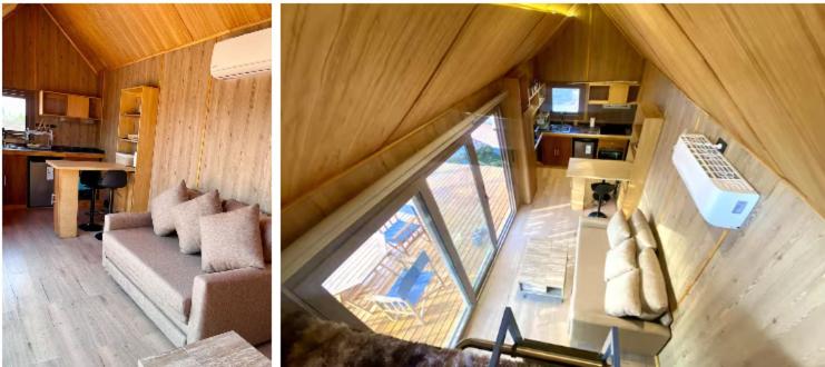 twee foto's van een woonkamer en een woonkamer met een huis bij nonono in Ciudad Lujan de Cuyo