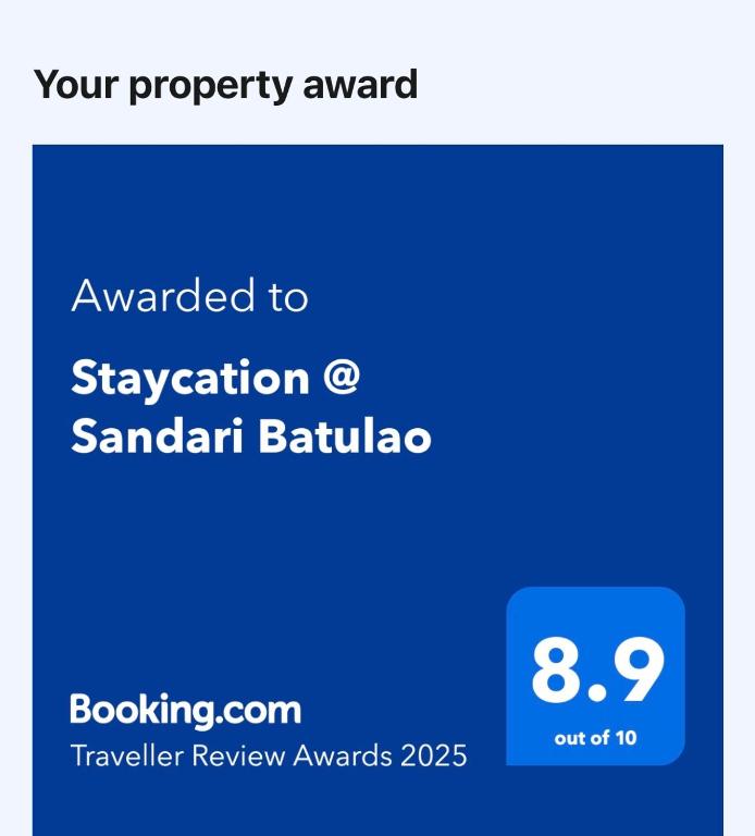 Certifikát, hodnocení, plakát nebo jiný dokument vystavený v ubytování Overlooking Staycation At Sandari Batulao