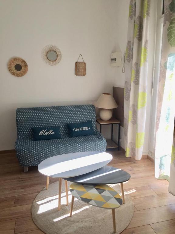 un salon avec un canapé et une table dans l'établissement Appartement T2 Centre, à Carpentras