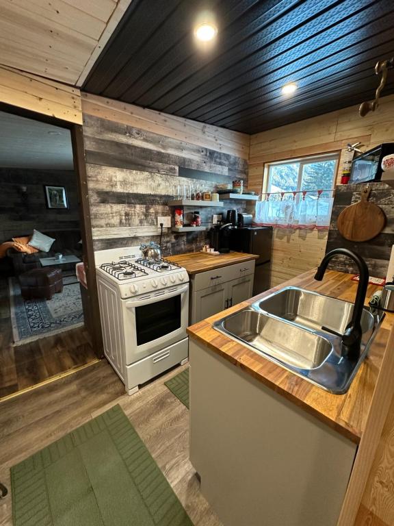 Kuchyň nebo kuchyňský kout v ubytování The Cabin