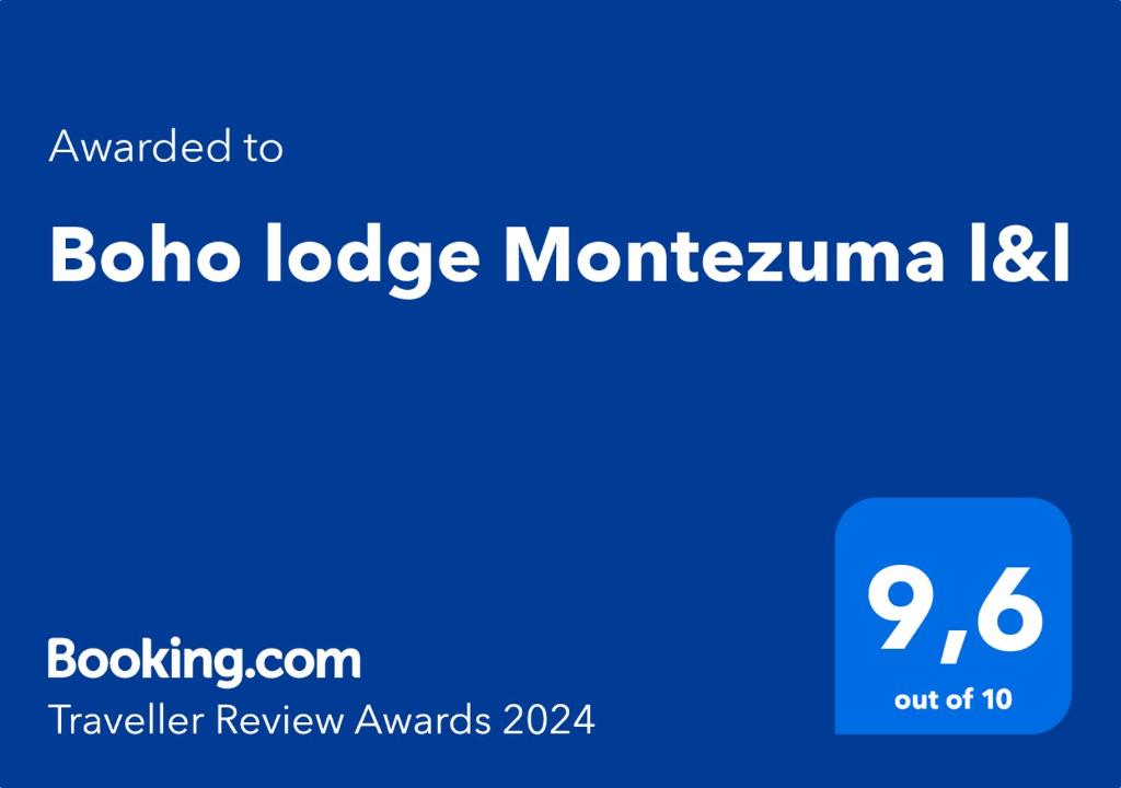 Certifikát, hodnocení, plakát nebo jiný dokument vystavený v ubytování Boho lodge Montezuma l&l