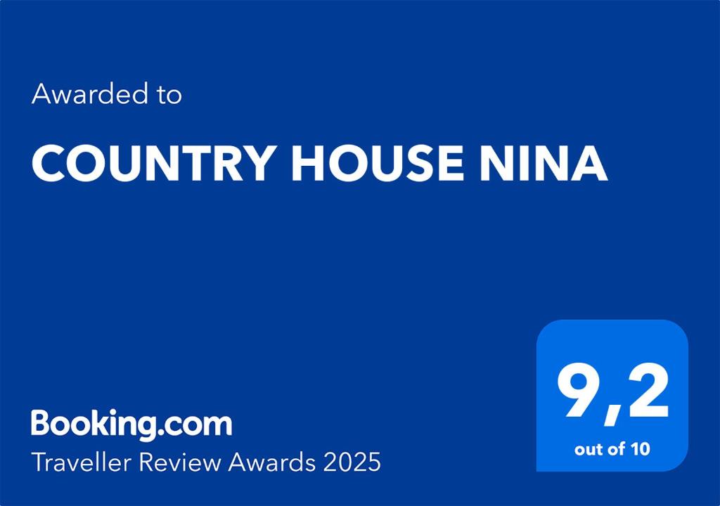 Certifikát, ocenenie alebo iný dokument vystavený v ubytovaní COUNTRY HOUSE NINA