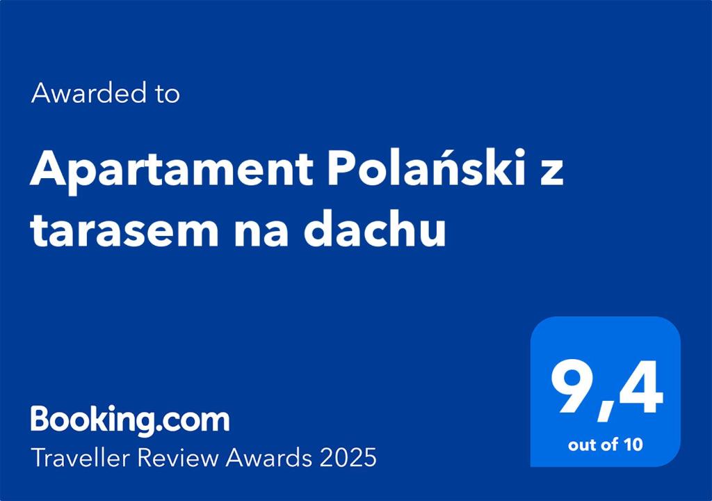 Certifikát, ocenenie alebo iný dokument vystavený v ubytovaní Apartament Polański z tarasem na dachu