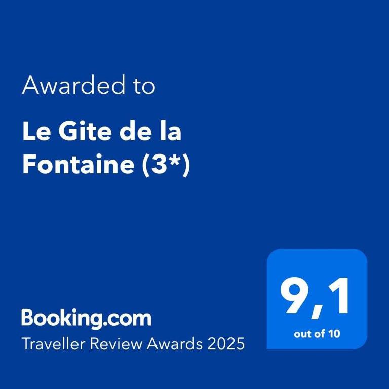 Certifikát, hodnocení, plakát nebo jiný dokument vystavený v ubytování Le Gite de la Fontaine (3*)