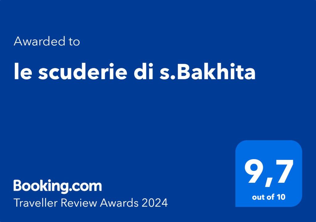 Certifikát, hodnocení, plakát nebo jiný dokument vystavený v ubytování le scuderie di s.Bakhita