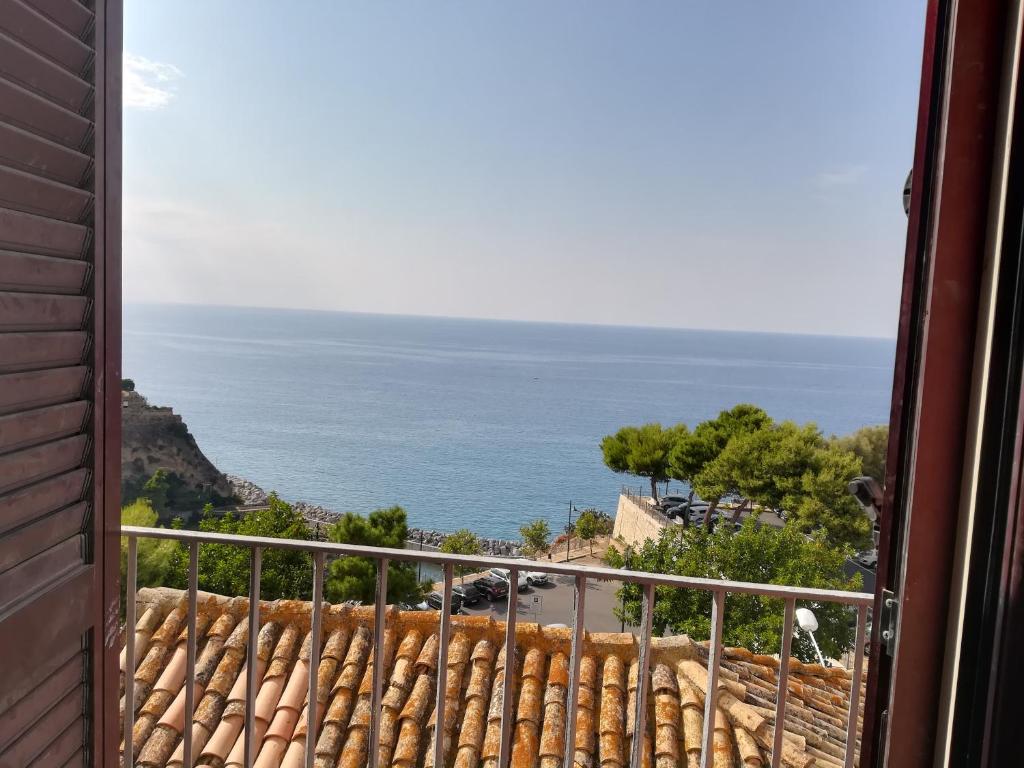 a view of the ocean from a balcony at Italy, Calabria, PIZZO rent apartment 2 room in Pizzo