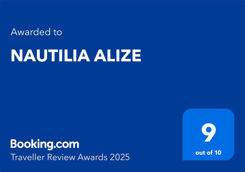 Certifikát, hodnocení, plakát nebo jiný dokument vystavený v ubytování NAUTILIA ALIZE