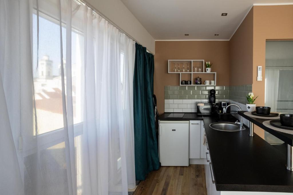 Kuchyň nebo kuchyňský kout v ubytování HelloWine Apartman II