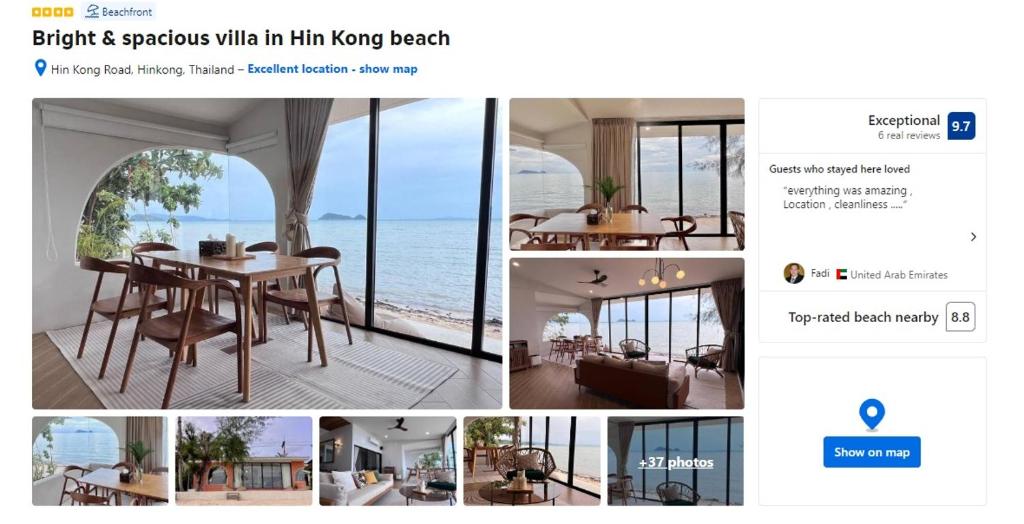 a collage of pictures of a room with a table at Villa seafront Baan Chom-Ley Boutique villa in Hinkong