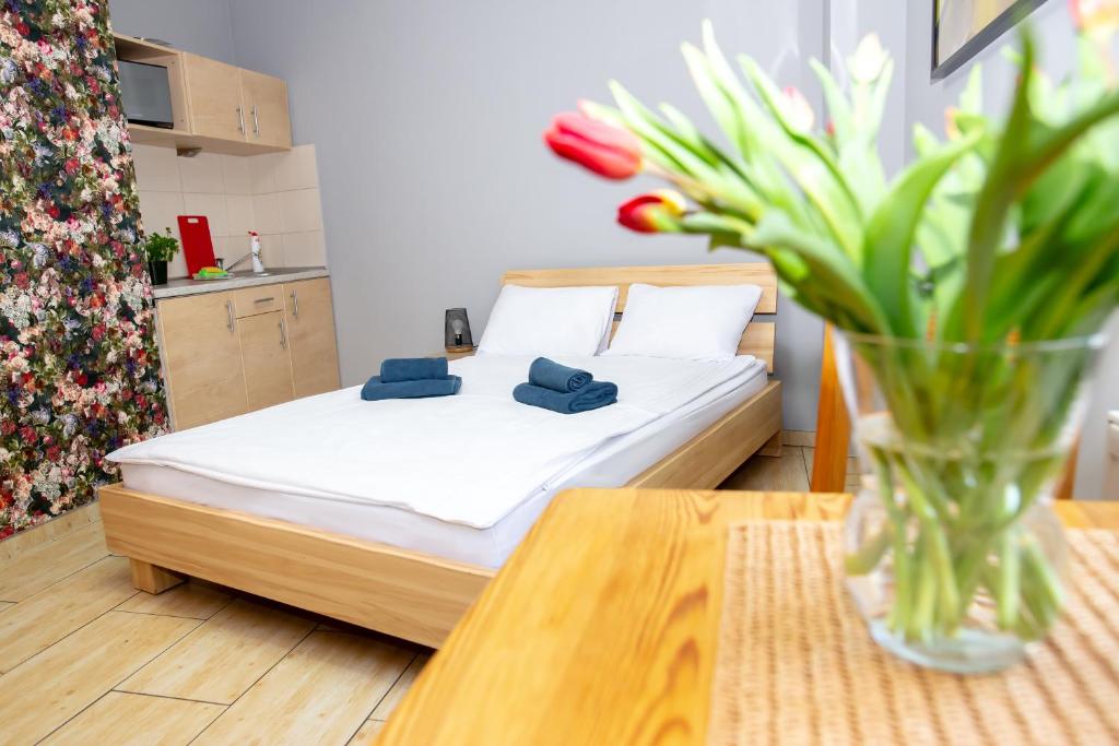Posteľ alebo postele v izbe v ubytovaní Apartamenty Energo