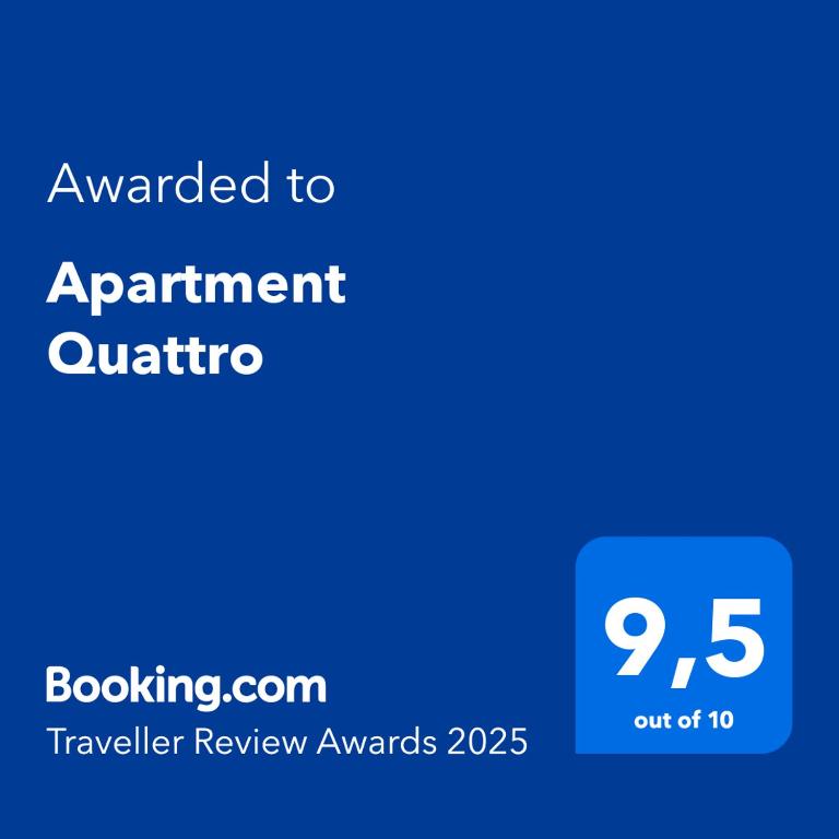 Certifikát, ocenenie alebo iný dokument vystavený v ubytovaní Apartment Quattro