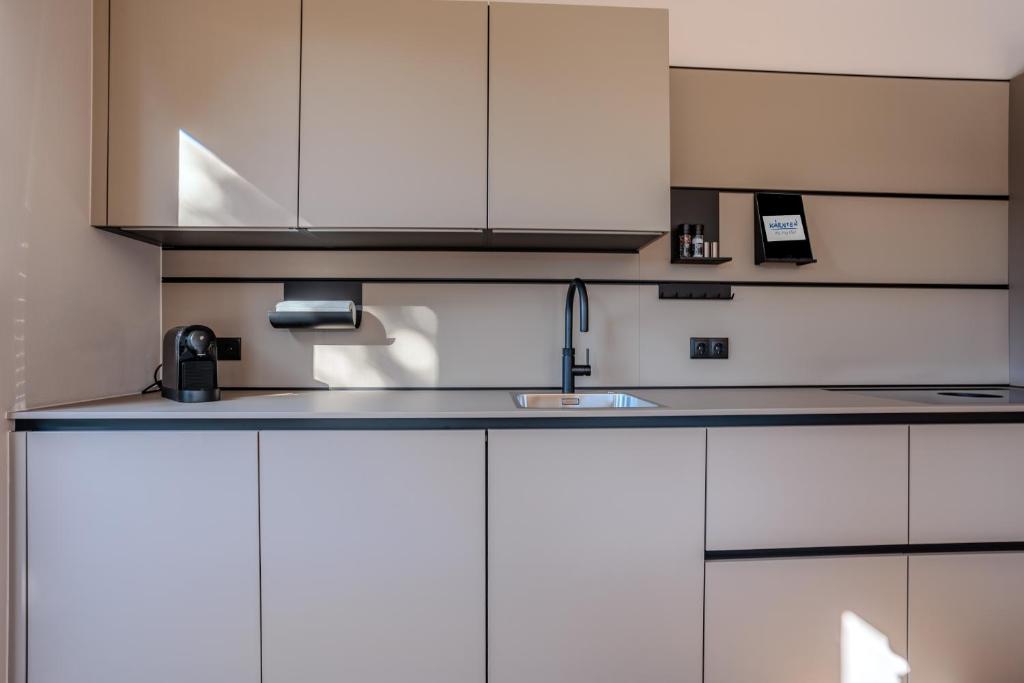 Kuchyň nebo kuchyňský kout v ubytování Adlerblick Deluxe Annenheim
