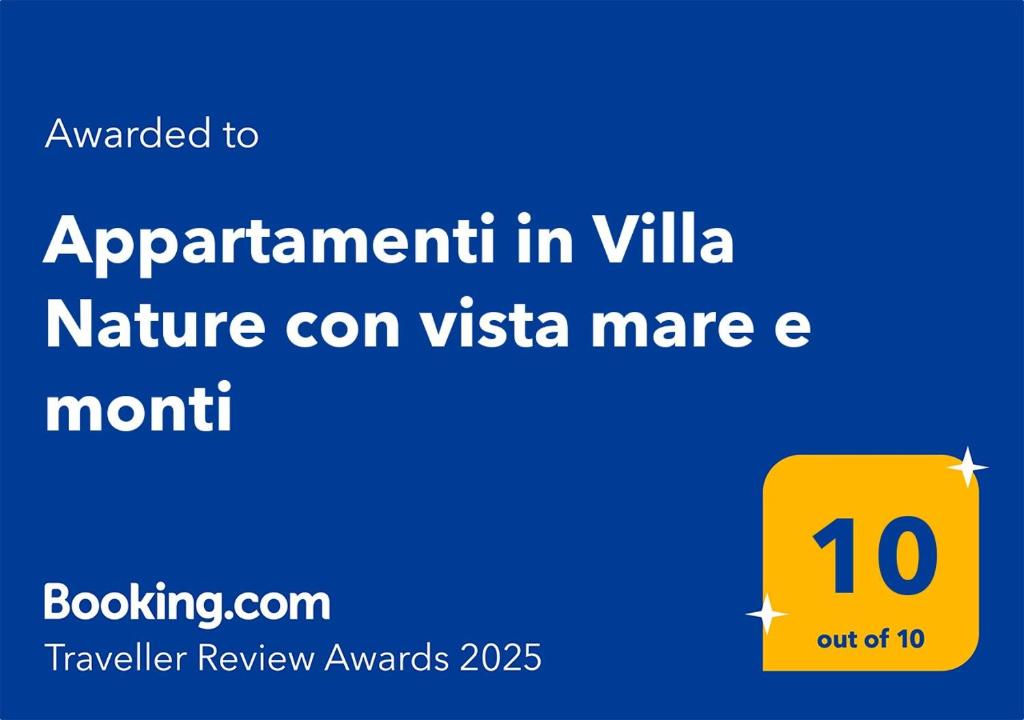 Splendida Villa NATURE- APPARTAMENTO ARANCIO a Scopello - Zingaro tanúsítványa, márkajelzése vagy díja
