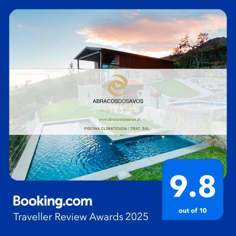 a flyer for a resort with a swimming pool at Abraços dos Avós - Casas do Monte in Vila Verde