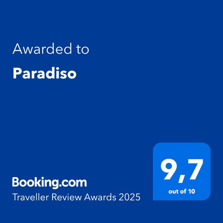 Certifikát, ocenenie alebo iný dokument vystavený v ubytovaní Paradiso