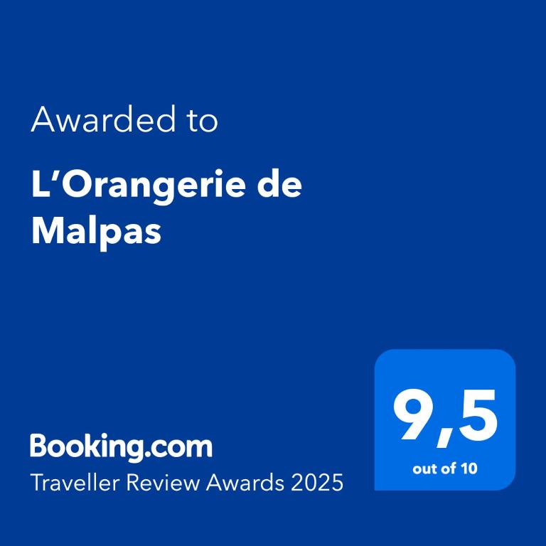 Certifikát, hodnocení, plakát nebo jiný dokument vystavený v ubytování L’Orangerie de Malpas