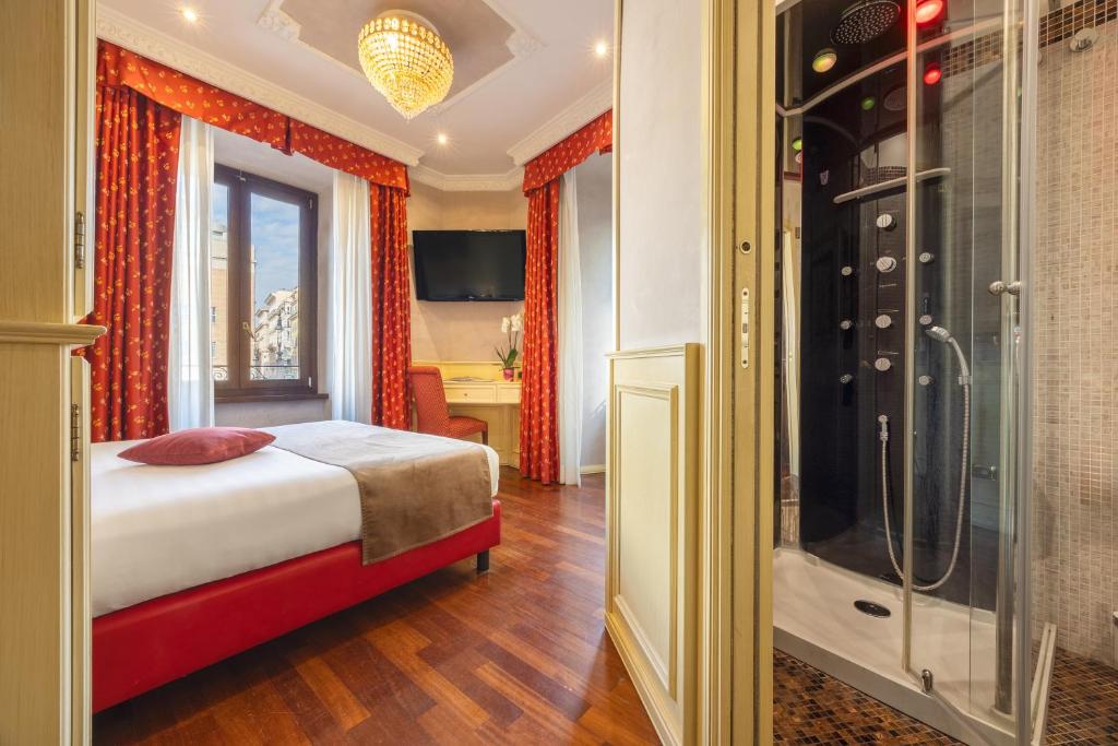 Posteľ alebo postele v izbe v ubytovaní Al Viminale Hill Inn & Hotel