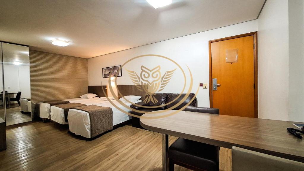 Postel nebo postele na pokoji v ubytování Coruja Imob - Flat Crystal Place