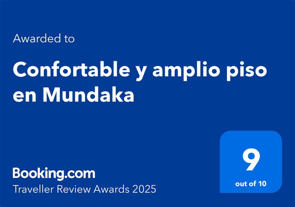 Πιστοποιητικό, βραβείο, πινακίδα ή έγγραφο που προβάλλεται στο Confortable y amplio piso en Mundaka