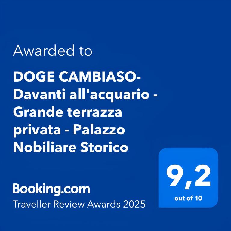 Certyfikat, podpis lub inny dokument wystawiony w obiekcie DOGE CAMBIASO- Davanti all'acquario - Grande terrazza privata - Palazzo Nobiliare Storico